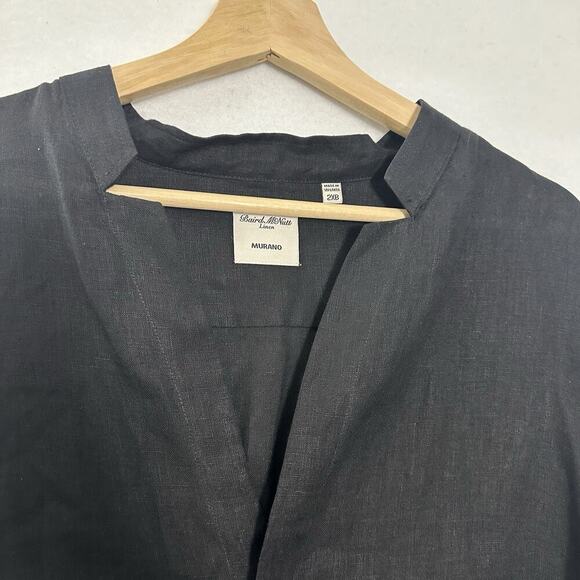 Baird McNutt Murano Linen Shirt Mens 2XB Black Mandarin Collar Button Up GUC - Picture 2 of 10